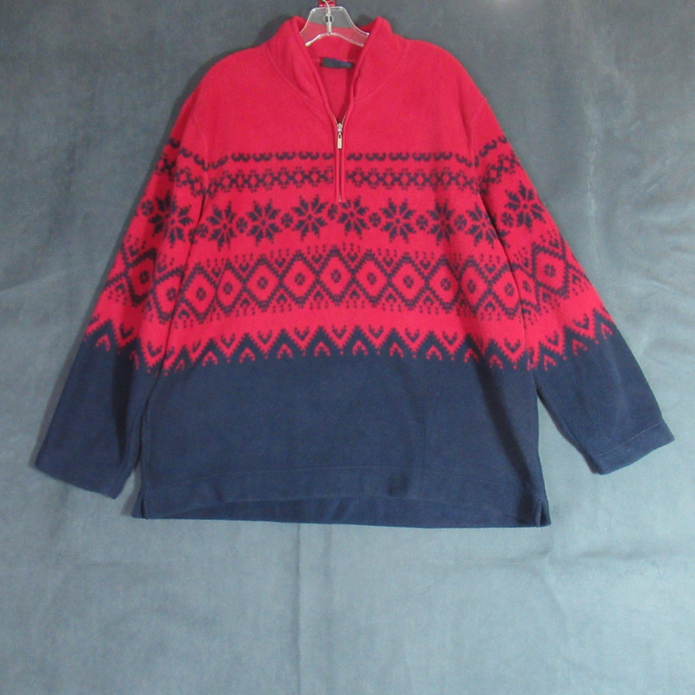 Catalina Jacket Womens XL Red Blue Fair Isle Nordic Fleece Full Zip Hiking